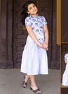 White Colour New Latest Fancy Kids Wear Rayon Skirt Top Collection Vina 3